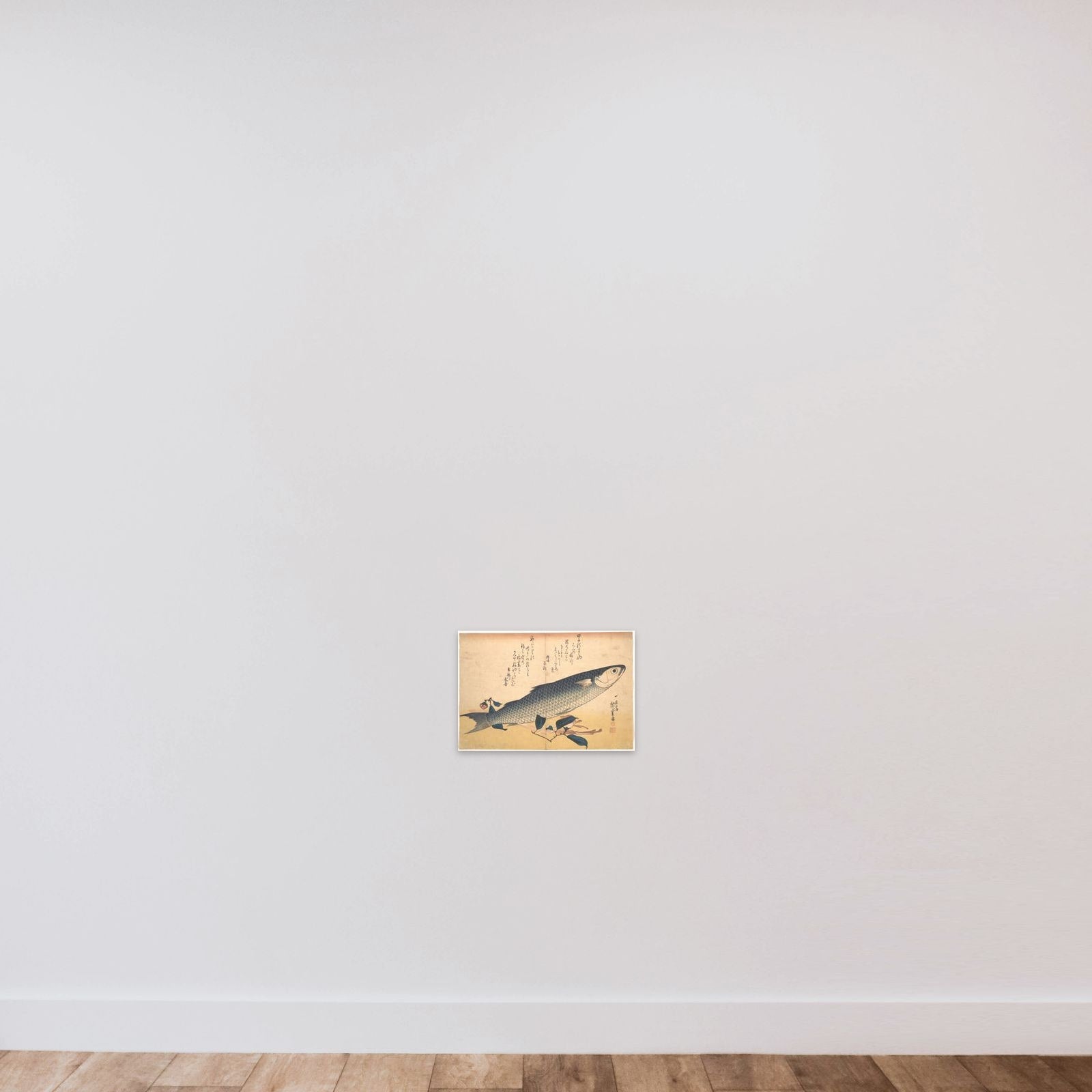 Bora Fish with Camellia, from the series Uozukushi (Every Variety of Fish) unframed — shown to scale