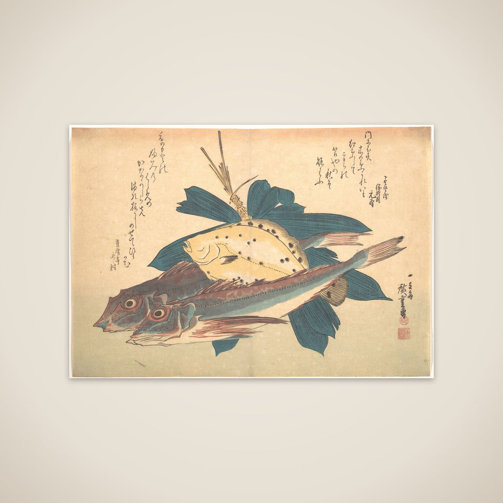 Kanagashira and Karei Fish, from the series Uozukushi (Every Variety of Fish) unframed print