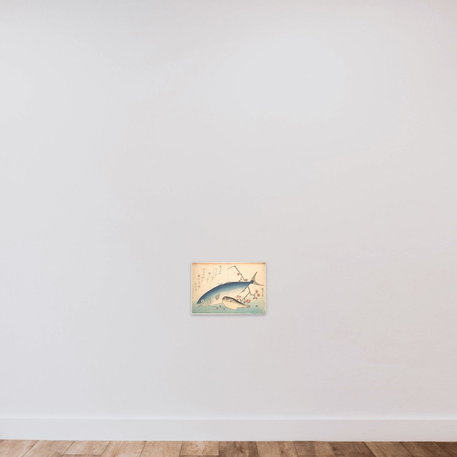 Fugu and Inada Fish, from the series Uozukushi (Every Variety of Fish) unframed — shown to scale