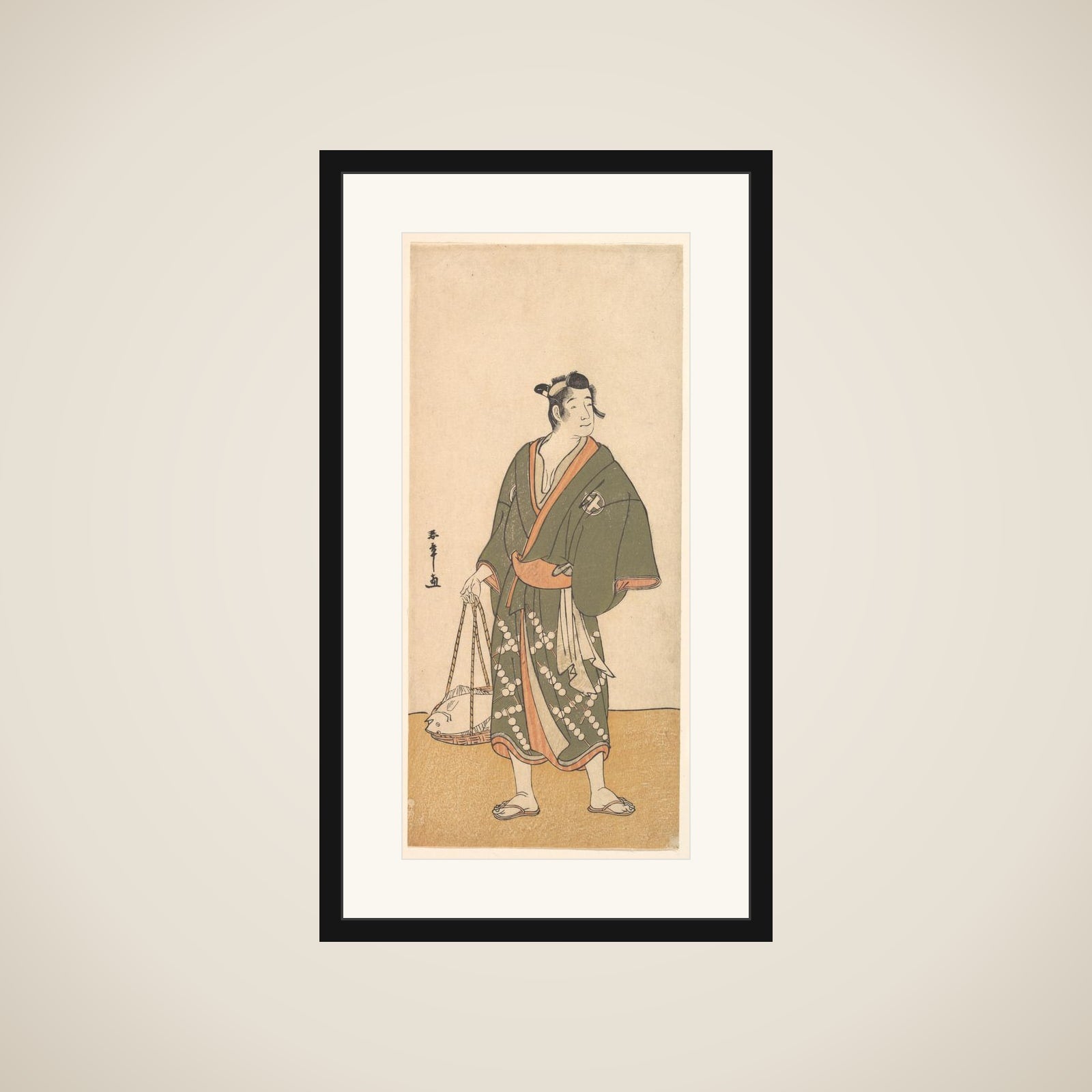 The Actor Otani Hiroemon III as a Fish Peddler framed