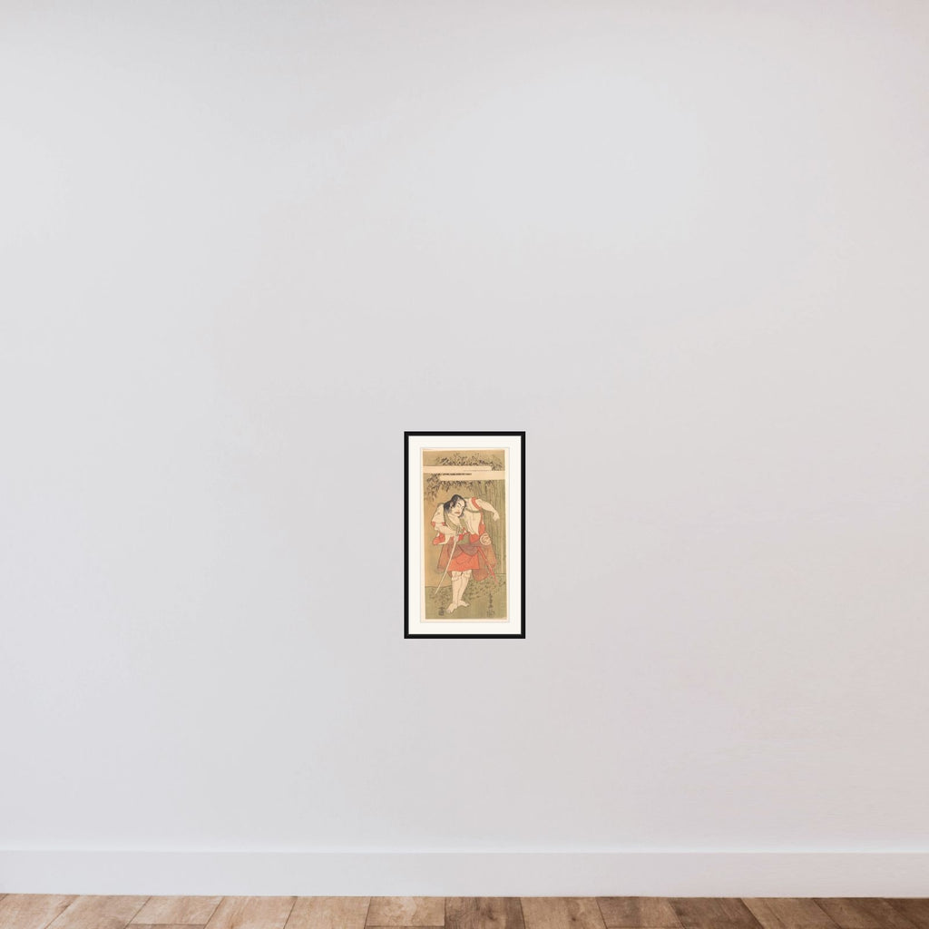 The Actor Nakamura Sukegoro I with His Sword Drawn in a Defiant Attitude framed — shown to scale