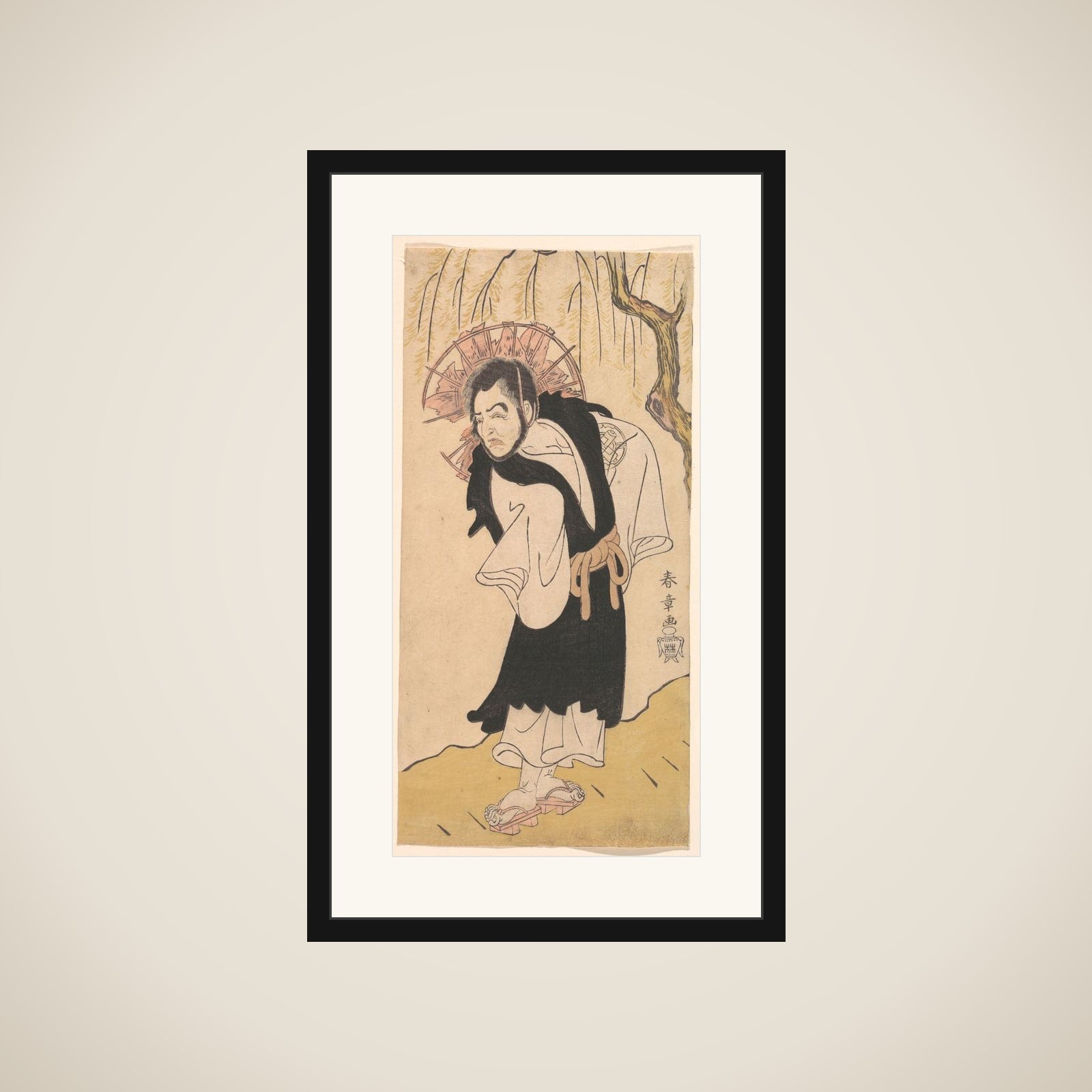 The Actor Nakamura Utaemon I as a Monk under a Willow Tree framed