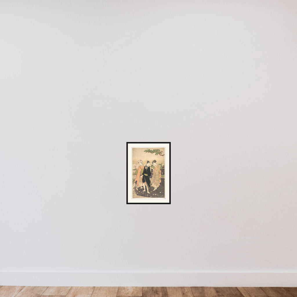 Along the Seashore at Futami framed — shown to scale