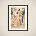 Young Lady with Drum and Man with Fan Saluting Her framed