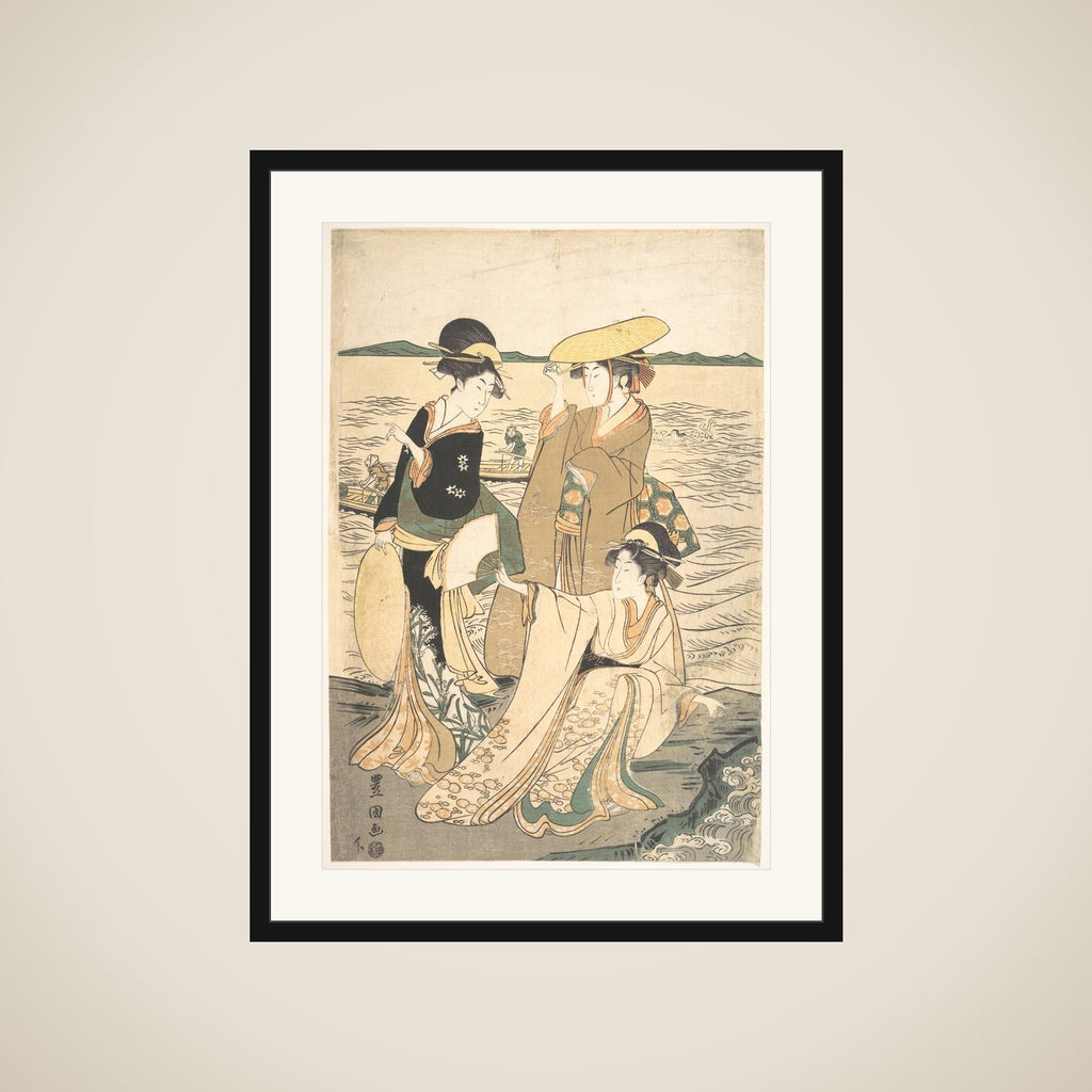 Three Young Ladies by the Seashore framed