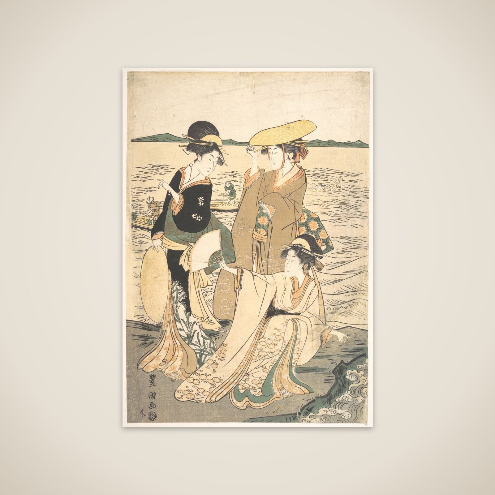 Three Young Ladies by the Seashore unframed print