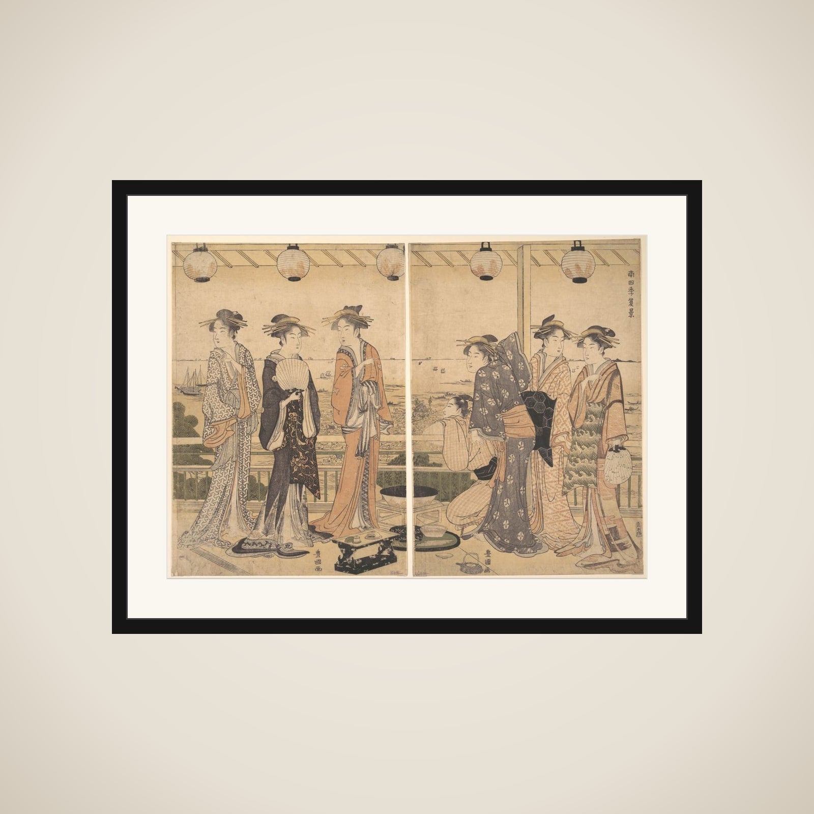 The Four Seasons in Southern Edo: A Summer Scene (Minami shiki;  Natsu [no] kei) framed