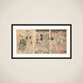 Beauties on a Veranda among Cherry Blossoms from which a Samurai is Departing framed