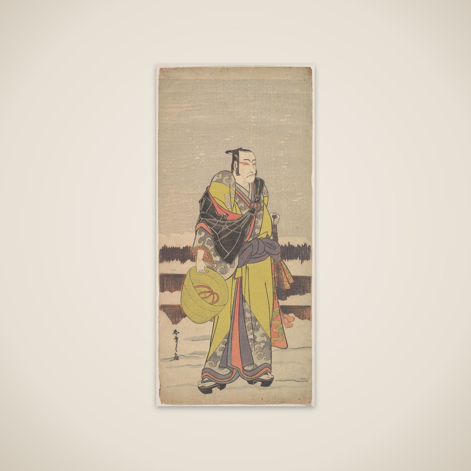Danjurō V as Kakogawa Honzō with a Komuso Hat and a Flageolet unframed print