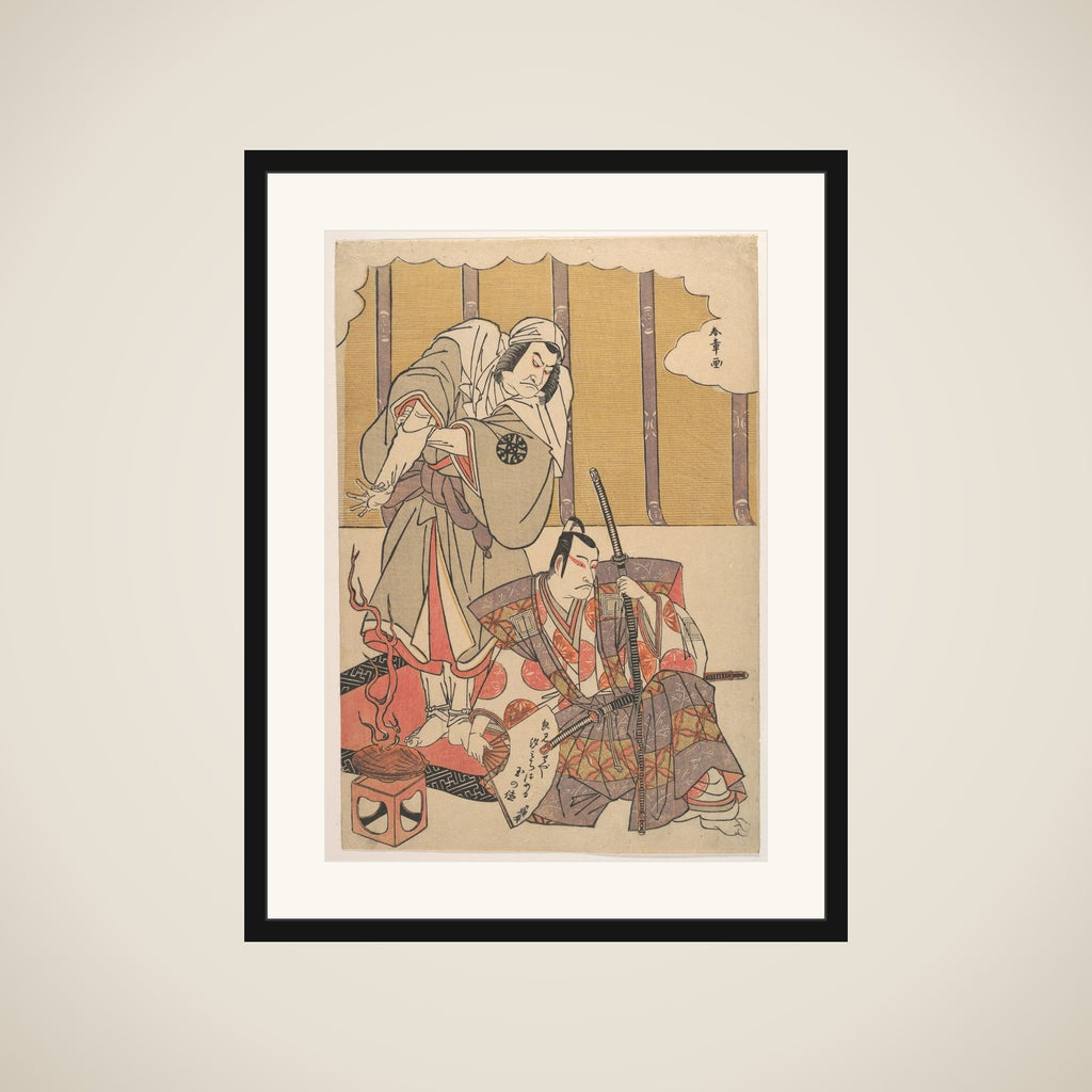 The Actors Ichikawa Danjuro I (right) 1660–1704 and Nakamura Denkuro II (left) 1719–1777 in Unidentified Roles framed