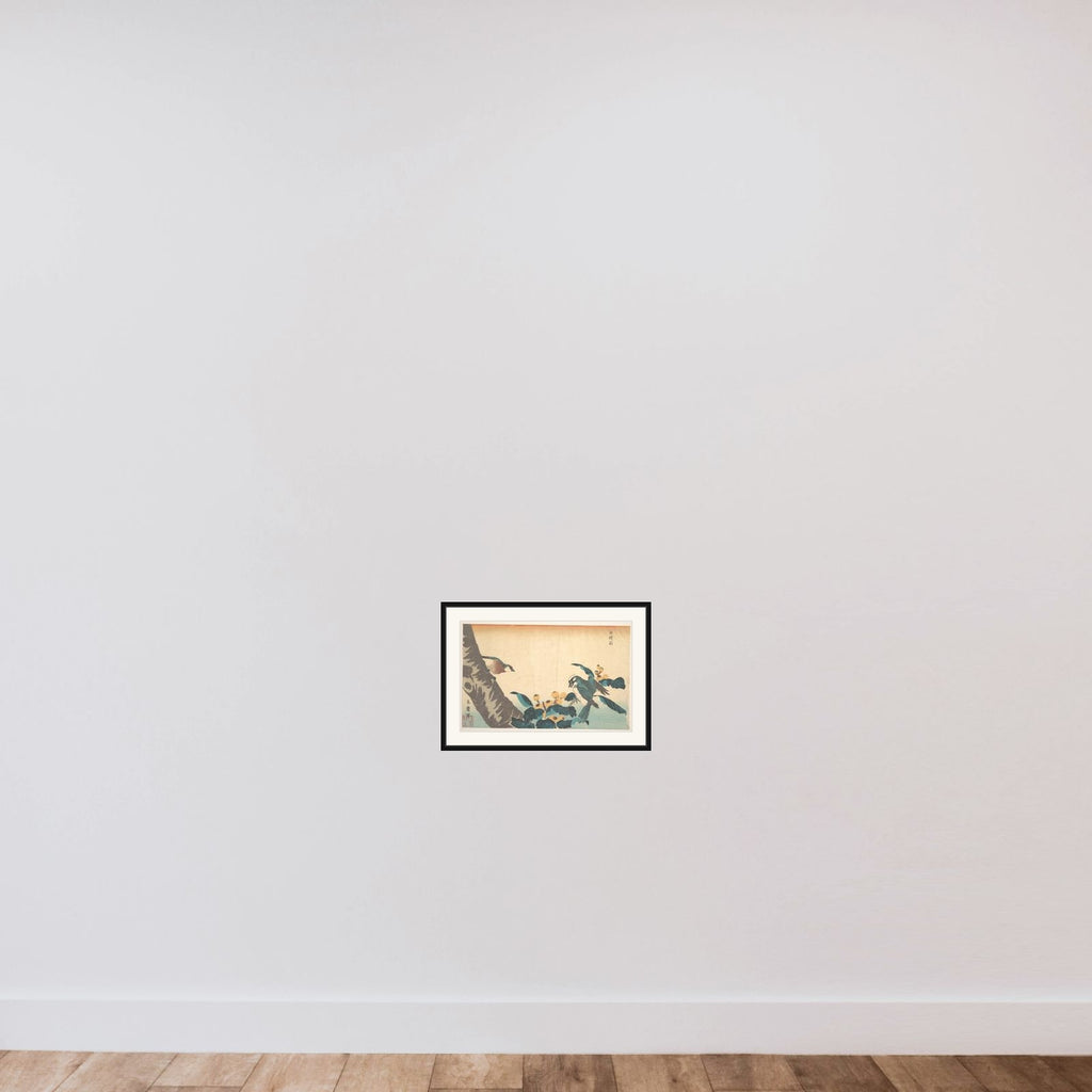 Birds and Flowers framed — shown to scale