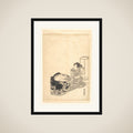 Courtesan or Actor as Courtesan Pouring Tea by the Light of a Lantern framed