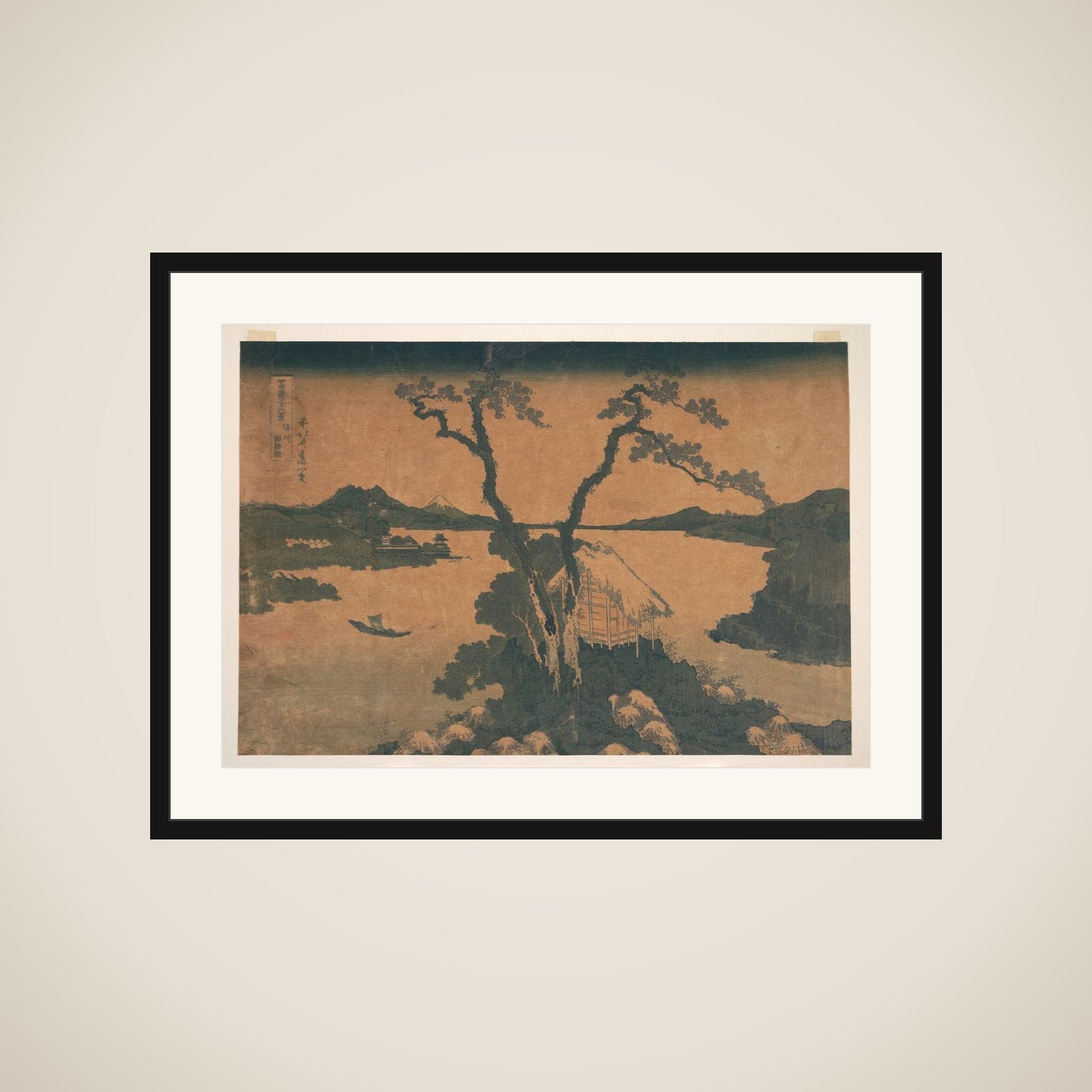 Lake Suwa in Shinano Province (Shinshū Suwako), from the series Thirty-six Views of Mount Fuji (Fugaku sanjūrokkei) framed