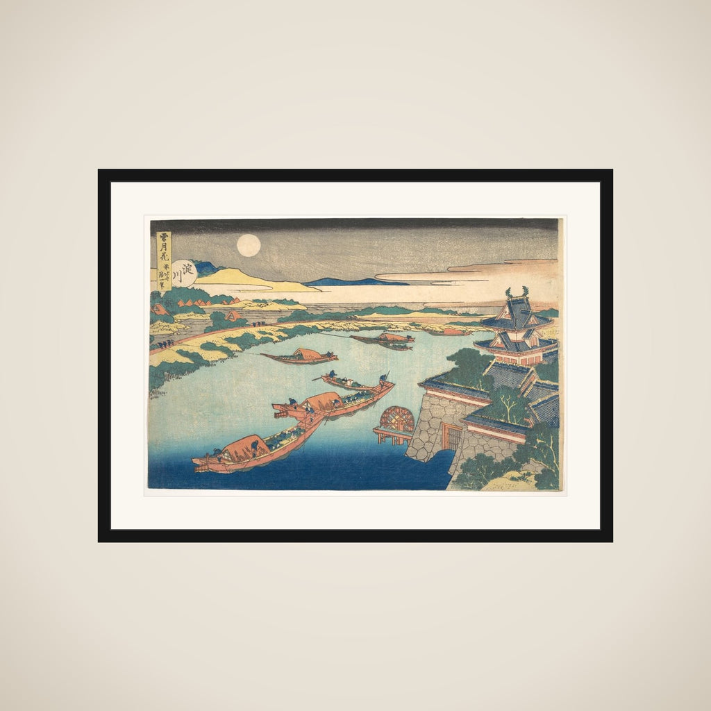 Moonlight on the Yodo River (Yodogawa), from the series Snow, Moon, and Flowers (Setsugekka) framed