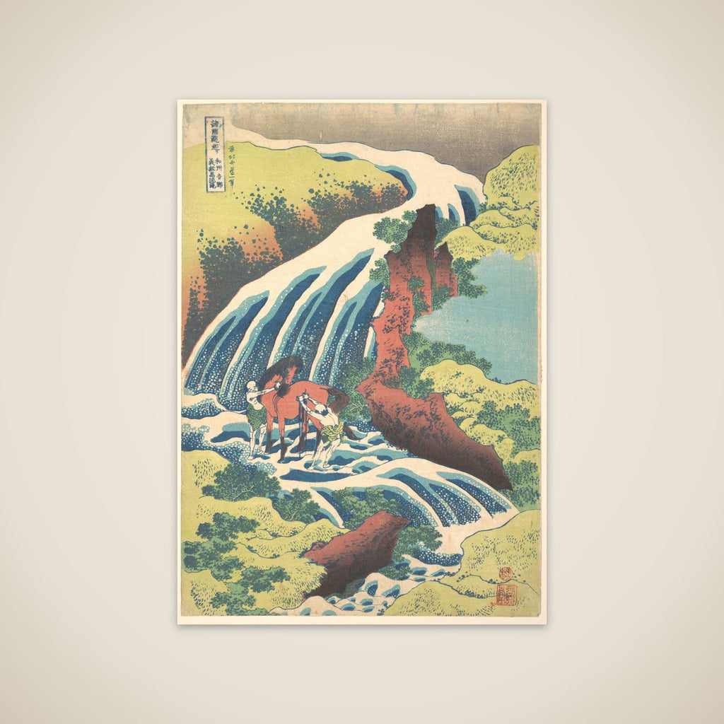 “The Waterfall Where Yoshitsune Washed His Horse at Yoshino in Yamato Province,” from the series A Tour of Waterfalls in Various Provinces unframed print