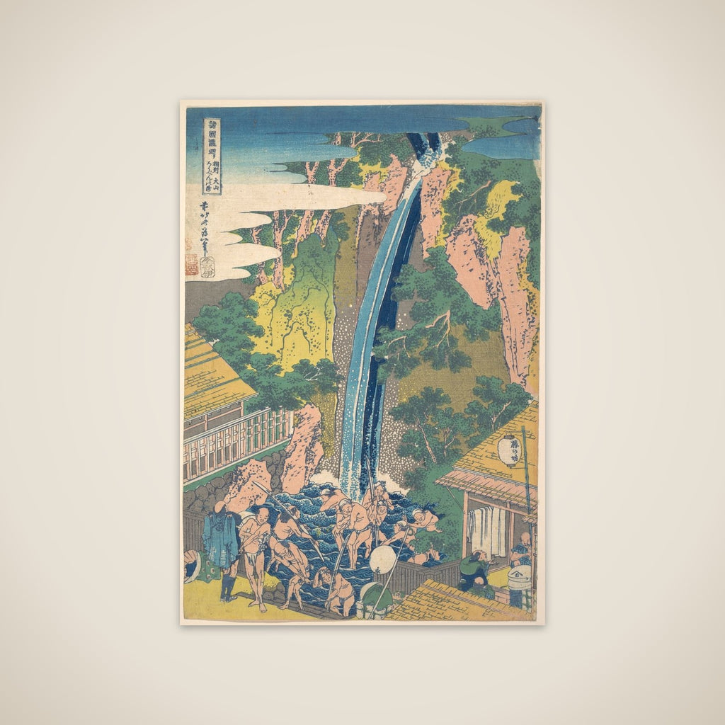 Rōben Waterfall at Ōyama in Sagami Province (Sōshū Ōyama Rōben no taki), from the series A Tour of Waterfalls in Various Provinces (Shokoku taki meguri) unframed print