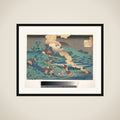 Poem by Kakinomoto Hitomaro, from the series One Hundred Poems Explained by the Nurse (Hyakunin isshu uba ga etoki) framed