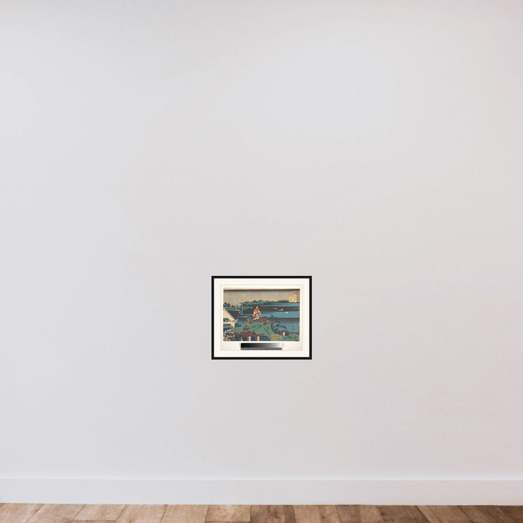 Poem by Abe no Nakamaro, from the series One Hundred Poems Explained by the Nurse (Hyakunin isshu uba ga etoki) framed — shown to scale