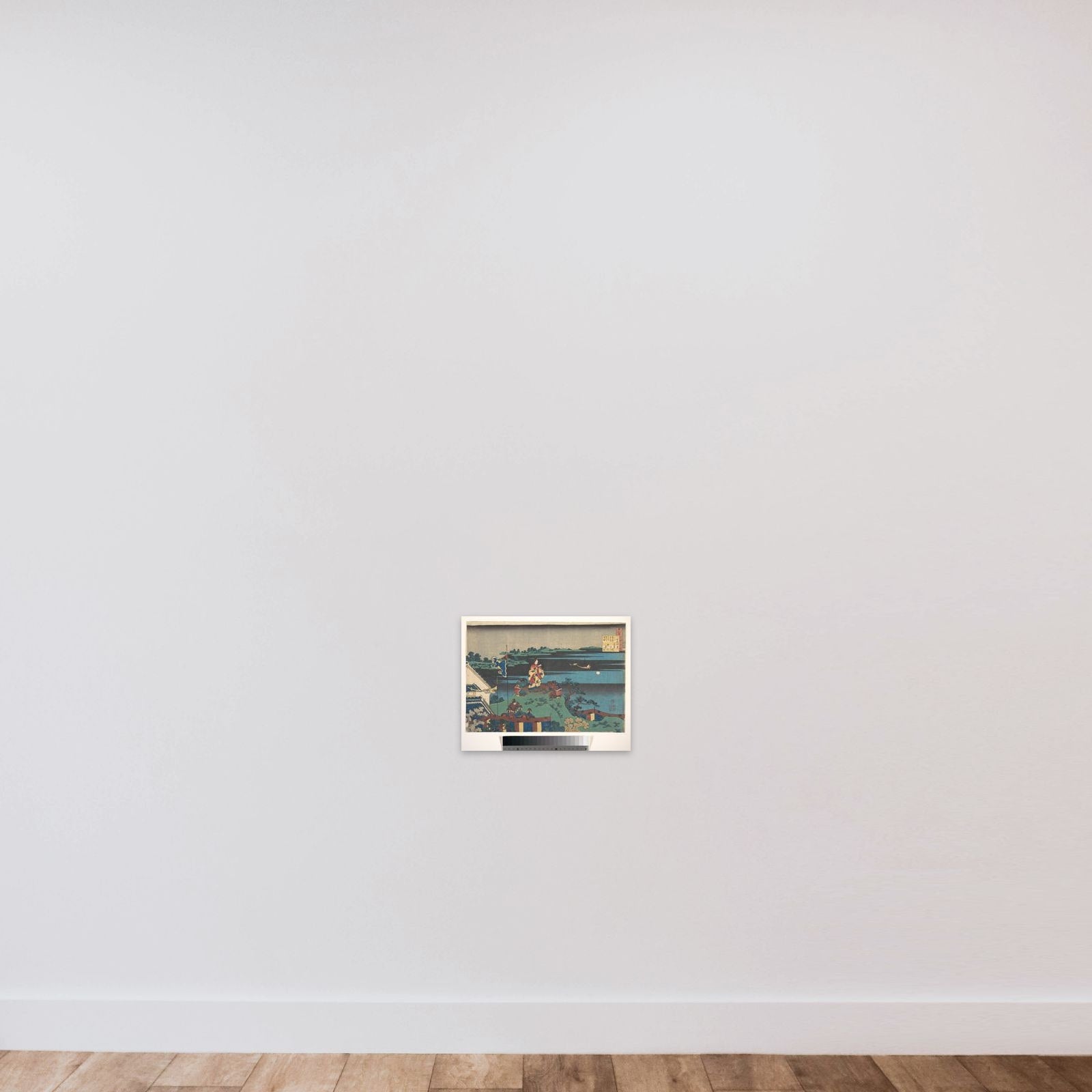 Poem by Abe no Nakamaro, from the series One Hundred Poems Explained by the Nurse (Hyakunin isshu uba ga etoki) unframed — shown to scale