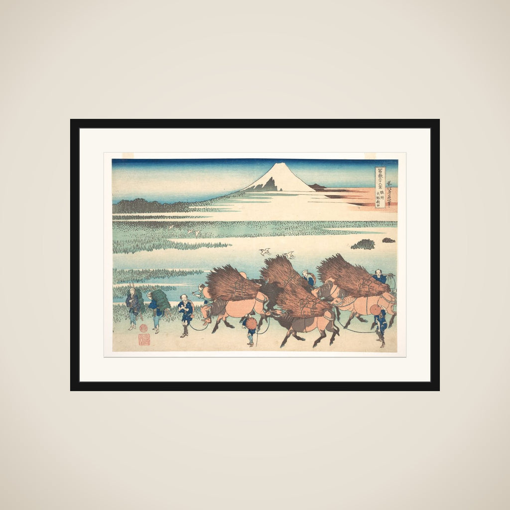 The New Fields at Ōno in Suruga Province (Sunshū Ōno shinden), from the series Thirty-six Views of Mount Fuji (Fugaku sanjūrokkei) framed