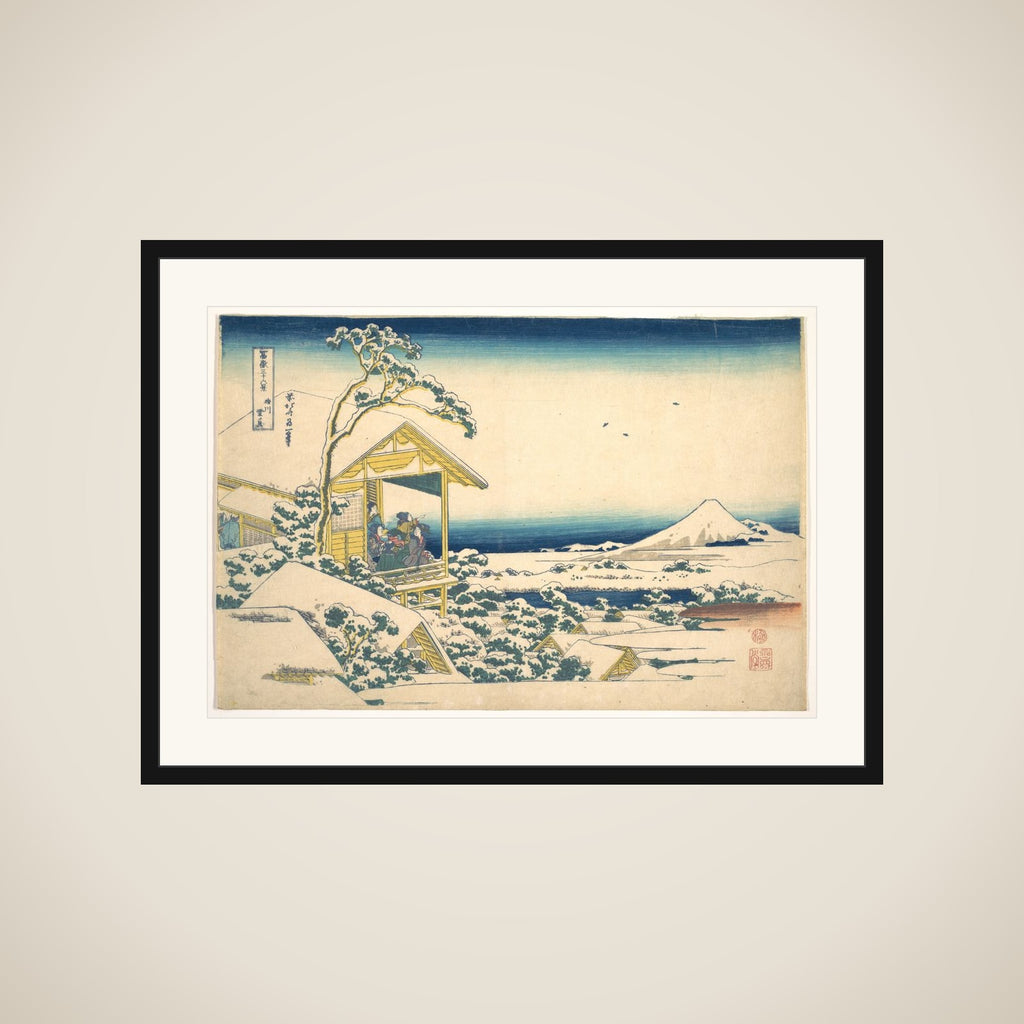 Morning after the Snow at Koishikawa in Edo (Koishikawa yuki no ashita), from the series Thirty-six Views of Mount Fuji (Fugaku sanjūrokkei) framed