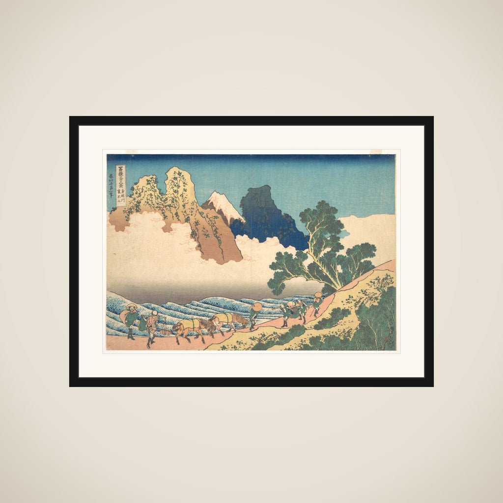 View from the Other Side of Fuji from the Minobu River (Minobugawa ura Fuji), from the series Thirty-six Views of Mount Fuji (Fugaku sanjūrokkei) framed