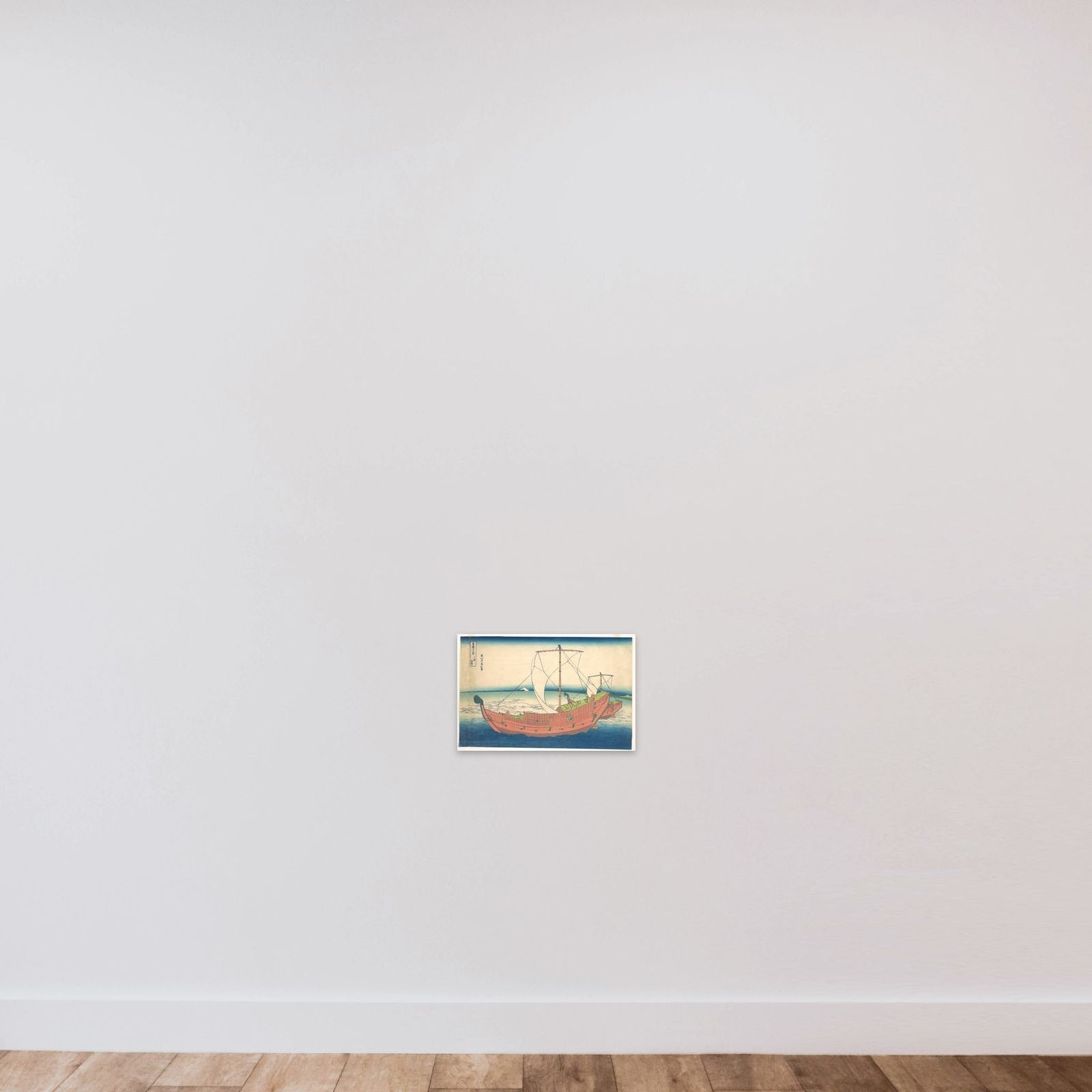 At Sea off Kazusa (Kazusa no kairo), from the series Thirty-six Views of Mount Fuji (Fugaku sanjūrokkei) unframed — shown to scale