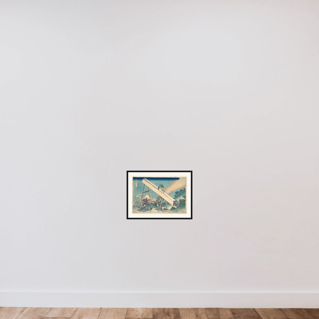 In the Mountains of Tōtomi Province (Tōtomi sanchū), from the series Thirty-six Views of Mount Fuji (Fugaku sanjūrokkei) framed — shown to scale