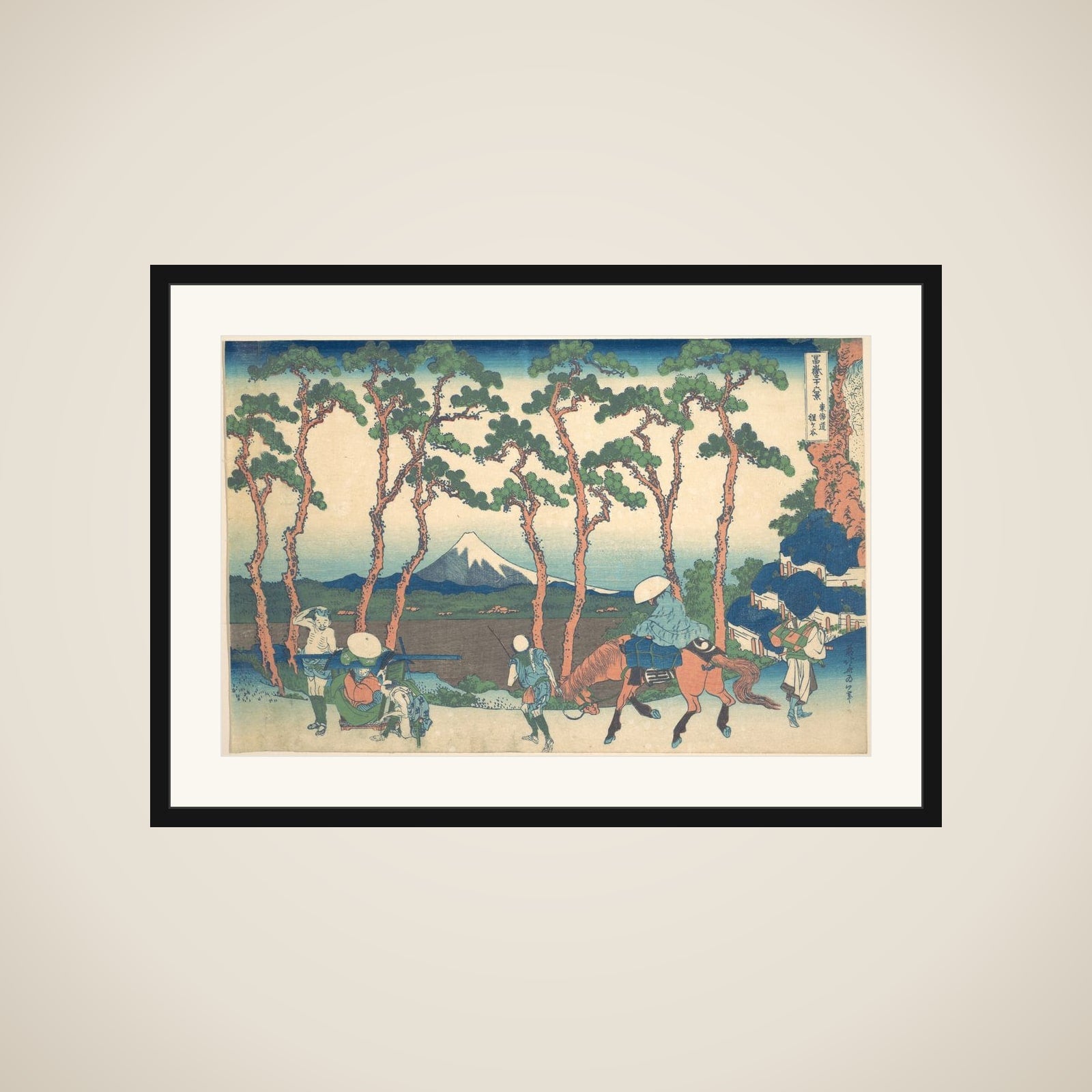 Hodogaya on the Tōkaidō (Tōkaidō Hodogaya), from the series Thirty-six Views of Mount Fuji (Fugaku sanjūrokkei) framed