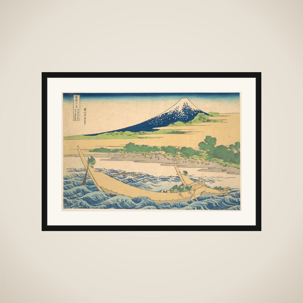 Tago Bay near Ejiri on the Tōkaidō (Tōkaidō Ejiri Tago no ura ryaku zu), from the series Thirty-six Views of Mount Fuji (Fugaku sanjūrokkei) framed