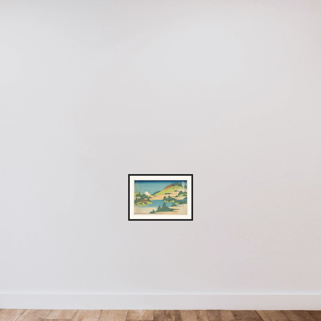 The Lake at Hakone in Sagami Province (Sōshū Hakone kosui), from the series Thirty-six Views of Mount Fuji (Fugaku sanjūrokkei) framed — shown to scale