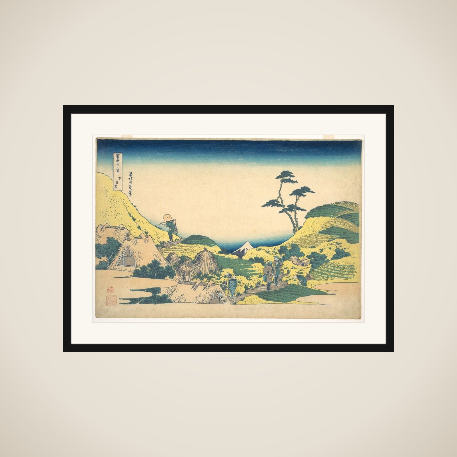 Lower Meguro (Shimo Meguro), from the series Thirty-six Views of Mount Fuji (Fugaku sanjūrokkei) framed