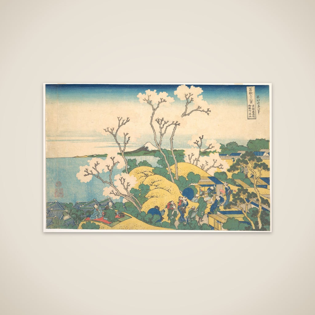 Fuji from Gotenyama at Shinagawa on the Tōkaidō (Tōkaidō Shinagawa Gotenyama no Fuji), from the series Thirty-six Views of Mount Fuji (Fugaku sanjūrokkei) unframed print