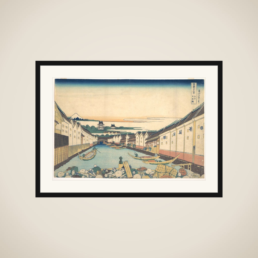 Nihonbashi in Edo (Edo Nihonbashi), from the series Thirty-six Views of Mount Fuji (Fugaku sanjūrokkei) framed