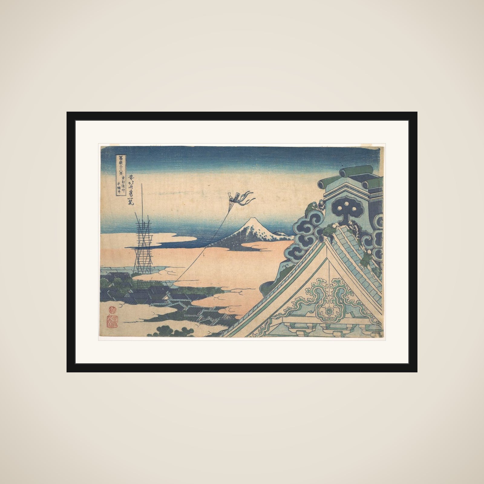 Honganji at Asakusa in Edo (Tōto Asakusa Honganji), from the series Thirty-six Views of Mount Fuji (Fugaku sanjūrokkei) framed