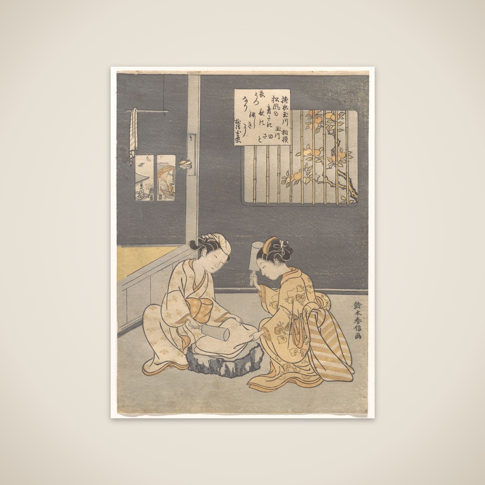 The Cloth-Fulling Jewel River, a Famous Place in Settsu Province (Tōi no Tamagawa, Settsu no meisho), from an untitled series of Six Jewel Rivers (Mu Tamagawa) unframed print