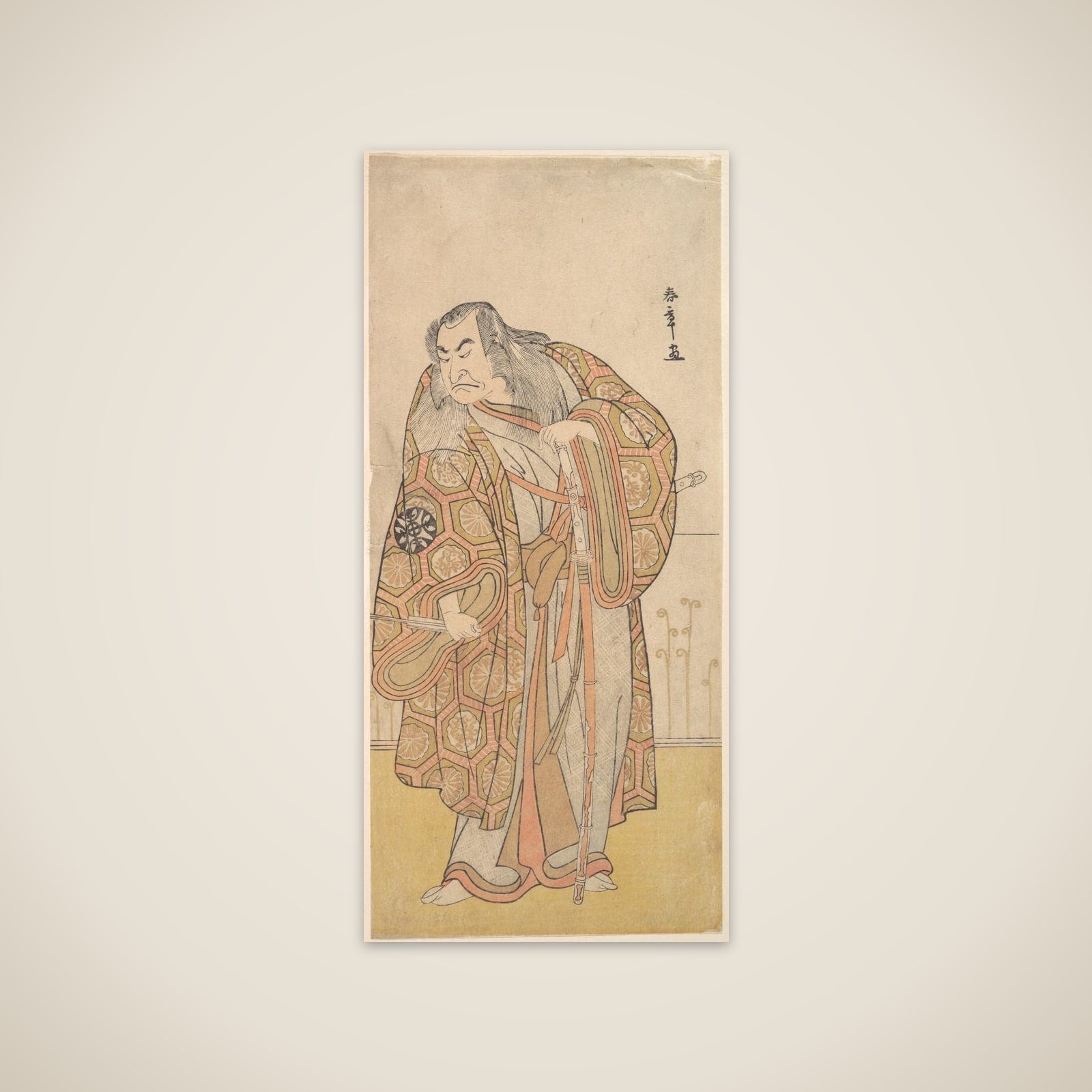 Ikunojo III as Chiyosaki Striking the Chozubachi; a Shower of Gold Coin Flies unframed print