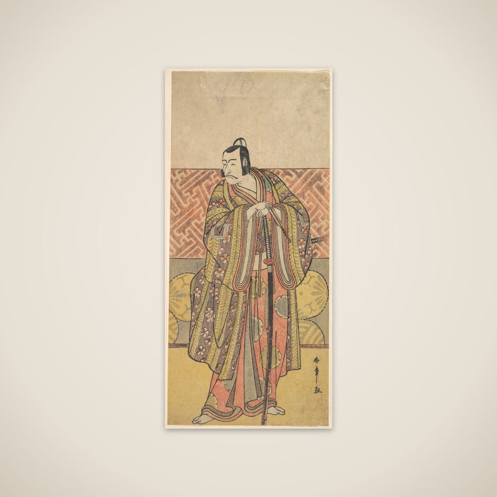 Ichikawa Danjuro V as Kudo Suketsune, Richly Attired, Leaning on His Sword unframed print