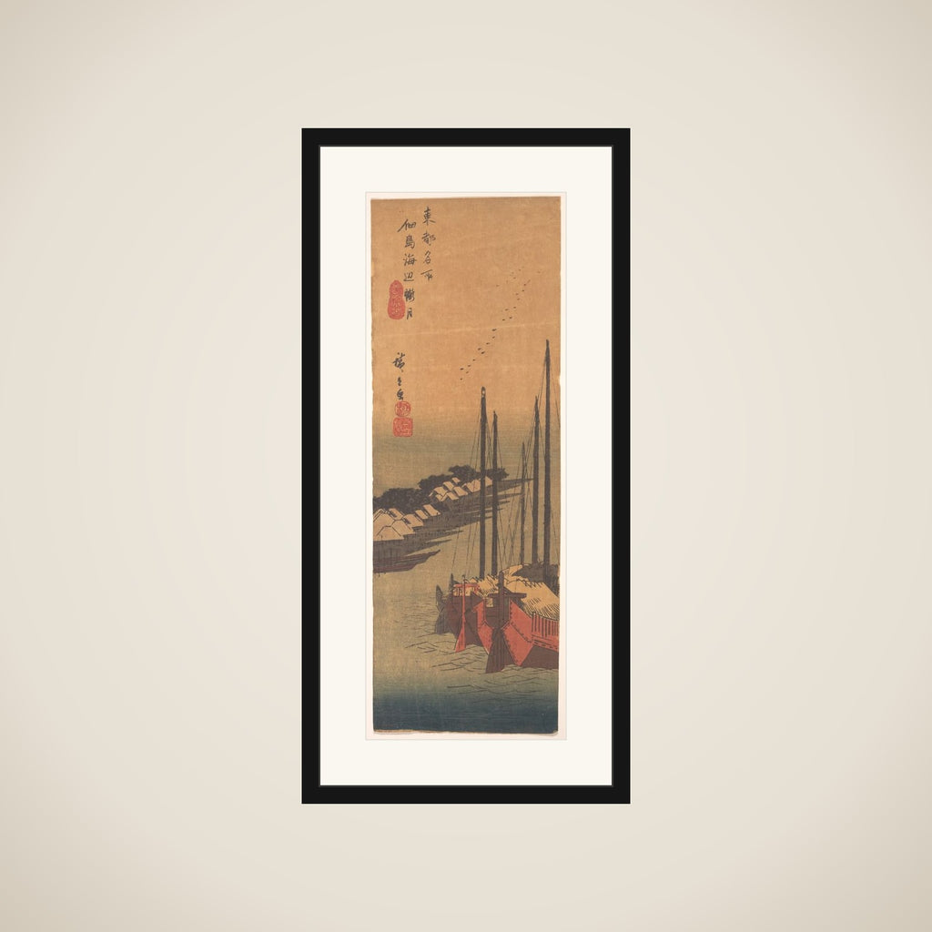 Tsukudajima no Oborozuki framed