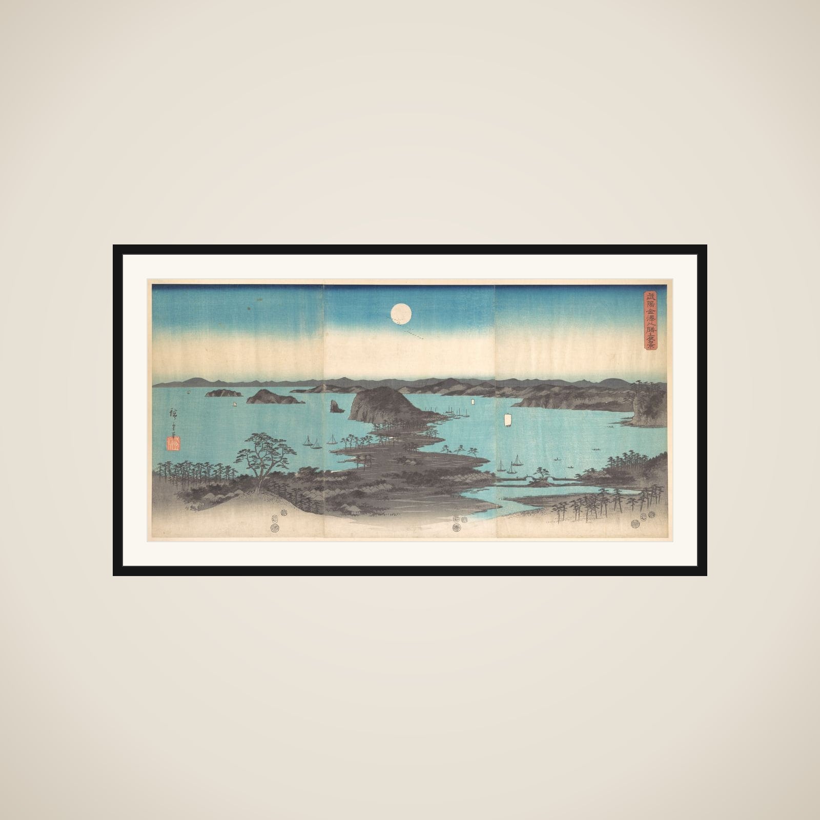 Panorama of the Eight Views of Kanasawa under a Full Moon framed