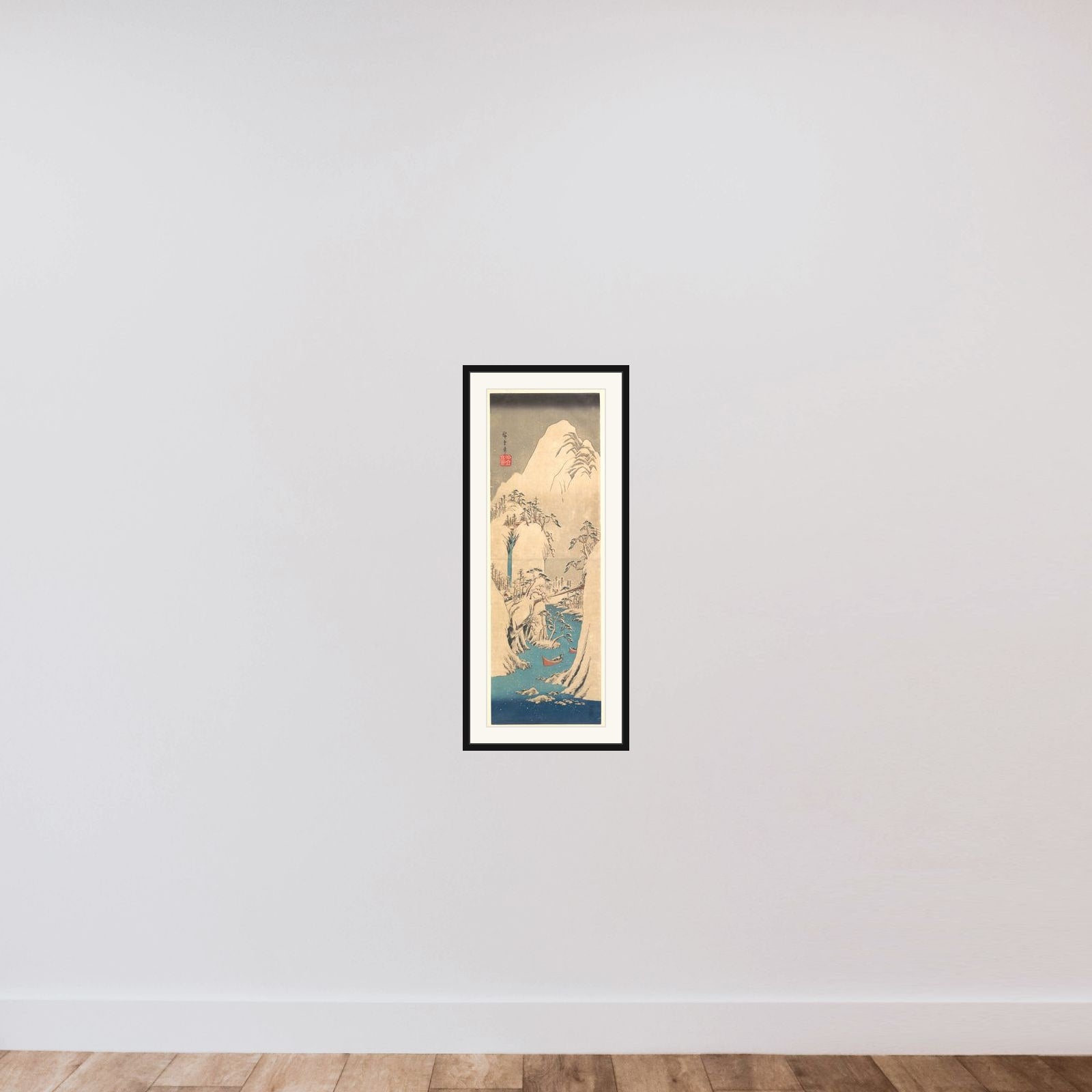 Snowy Gorge framed — shown to scale