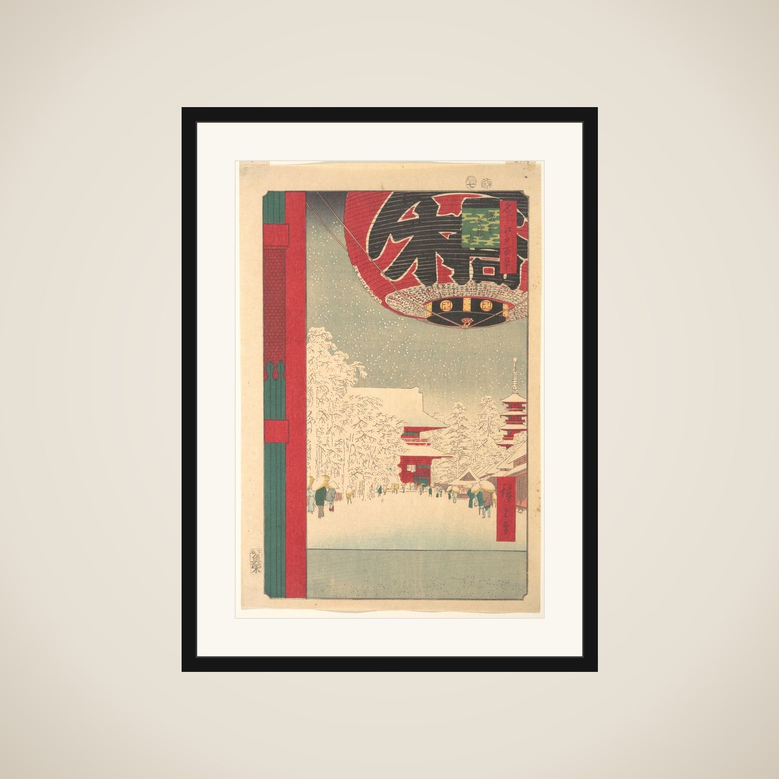 Kinryūsan Temple at Asakusa, from the series "One Hundred Famous Views of Edo" framed