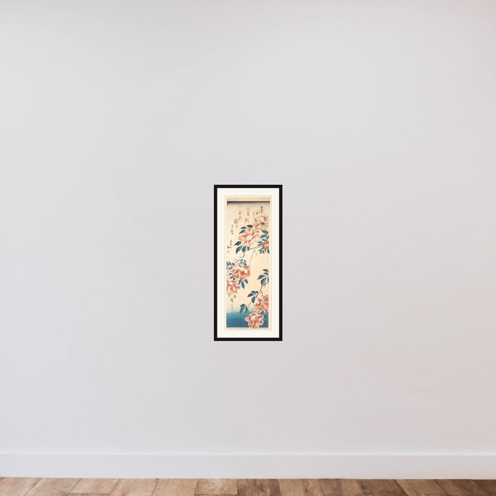 Rose framed — shown to scale