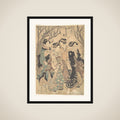Four Women Passing a Group of Trees framed