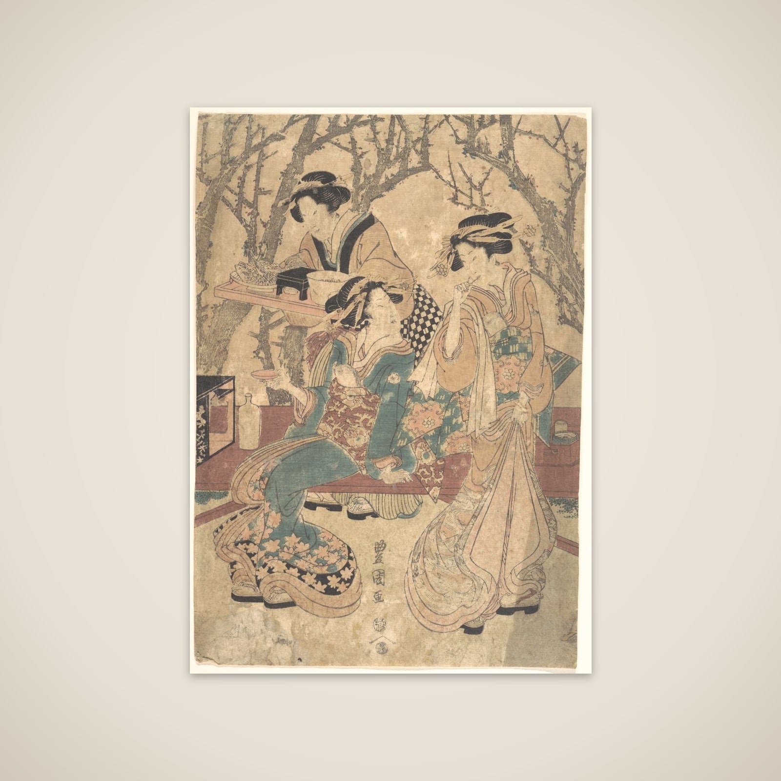 Three Women Dining Before a Group of Trees unframed print