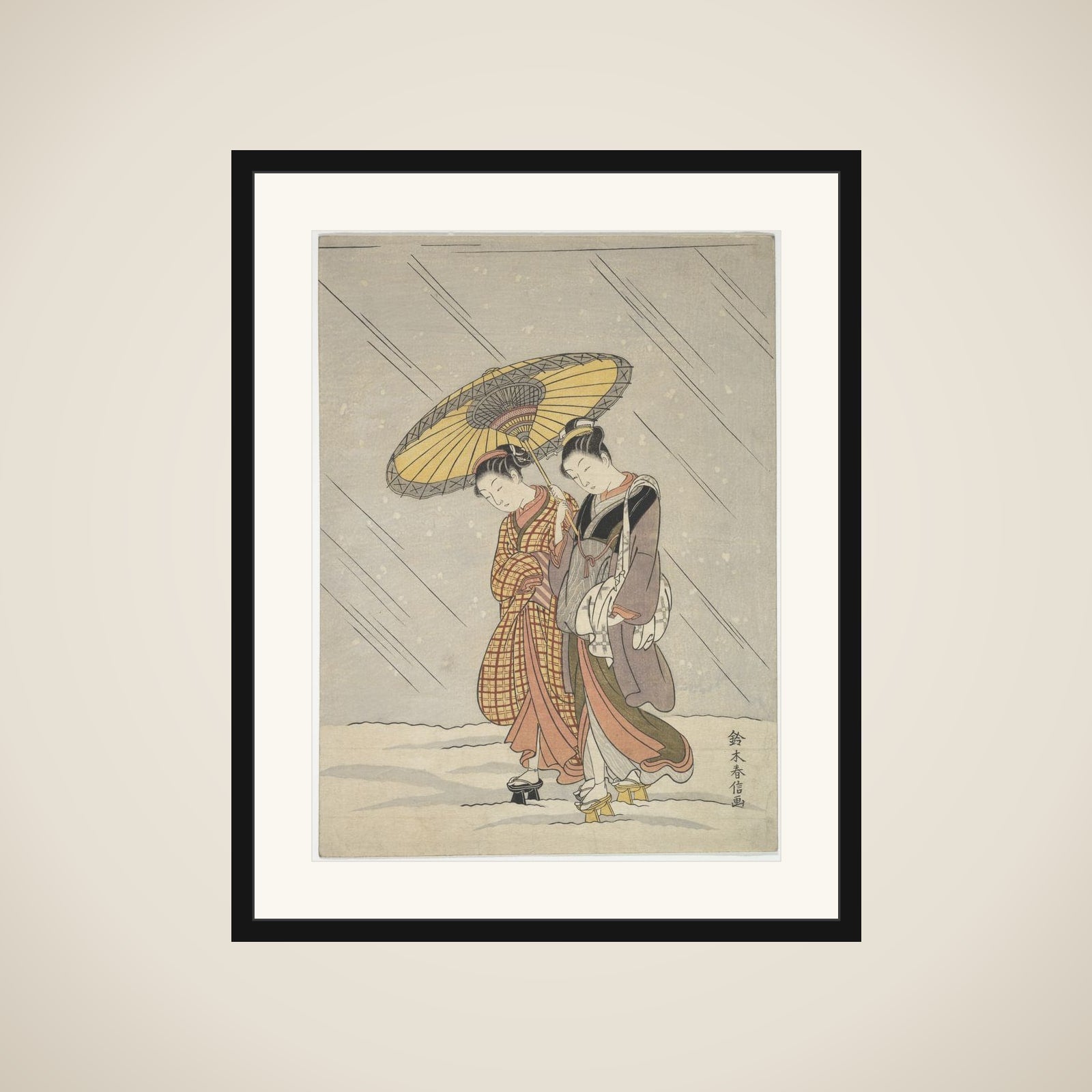 Two Women in a Storm framed