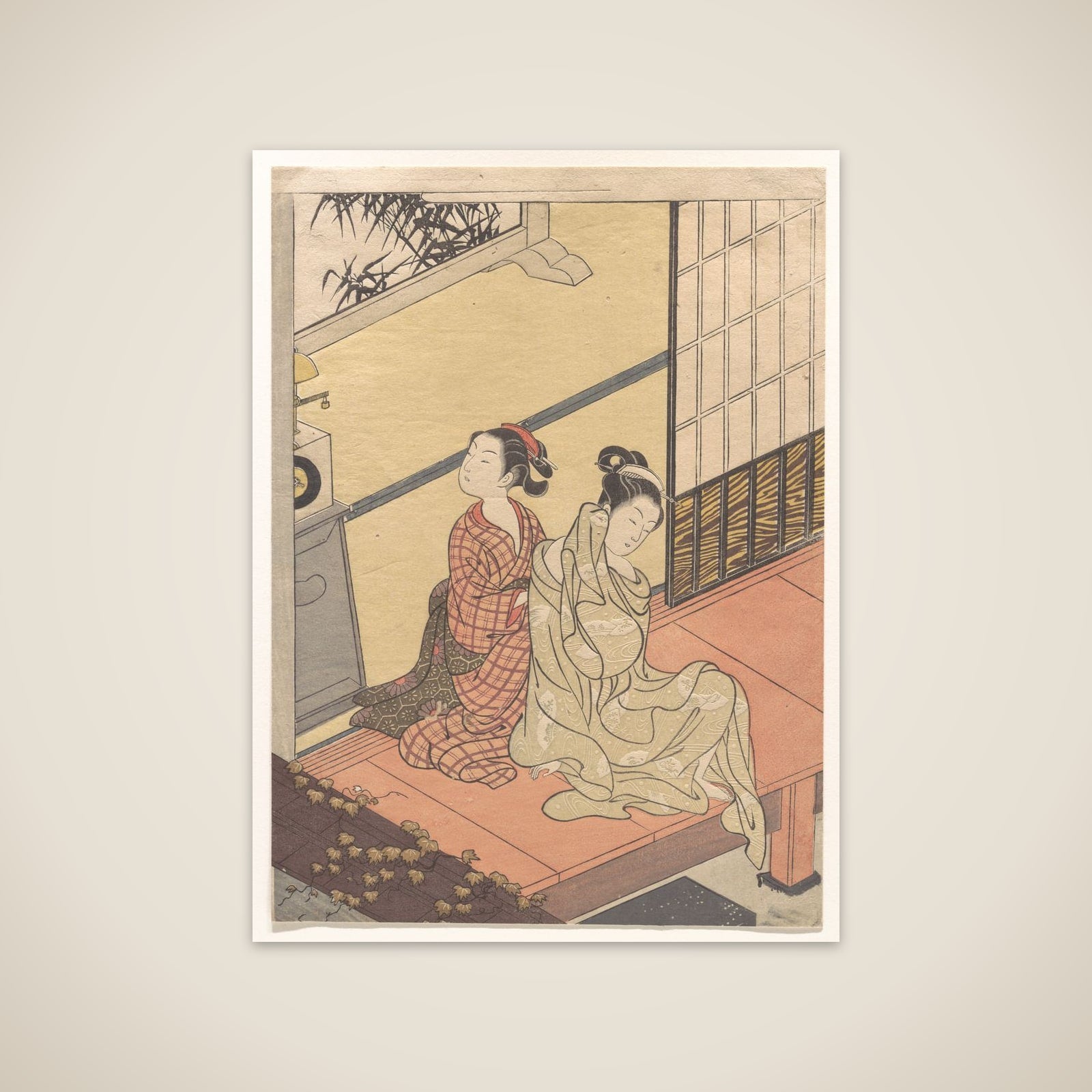 Evening Chime of the Clock (Tokei no banshō), from the series “Eight Parlor Views” (Zashiki hakkei) unframed print