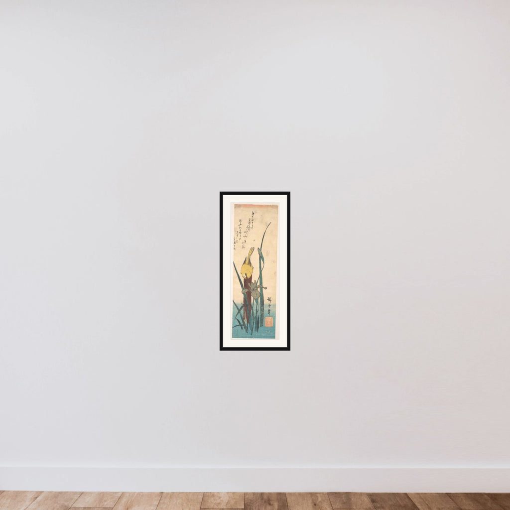 Bird and Iris framed — shown to scale