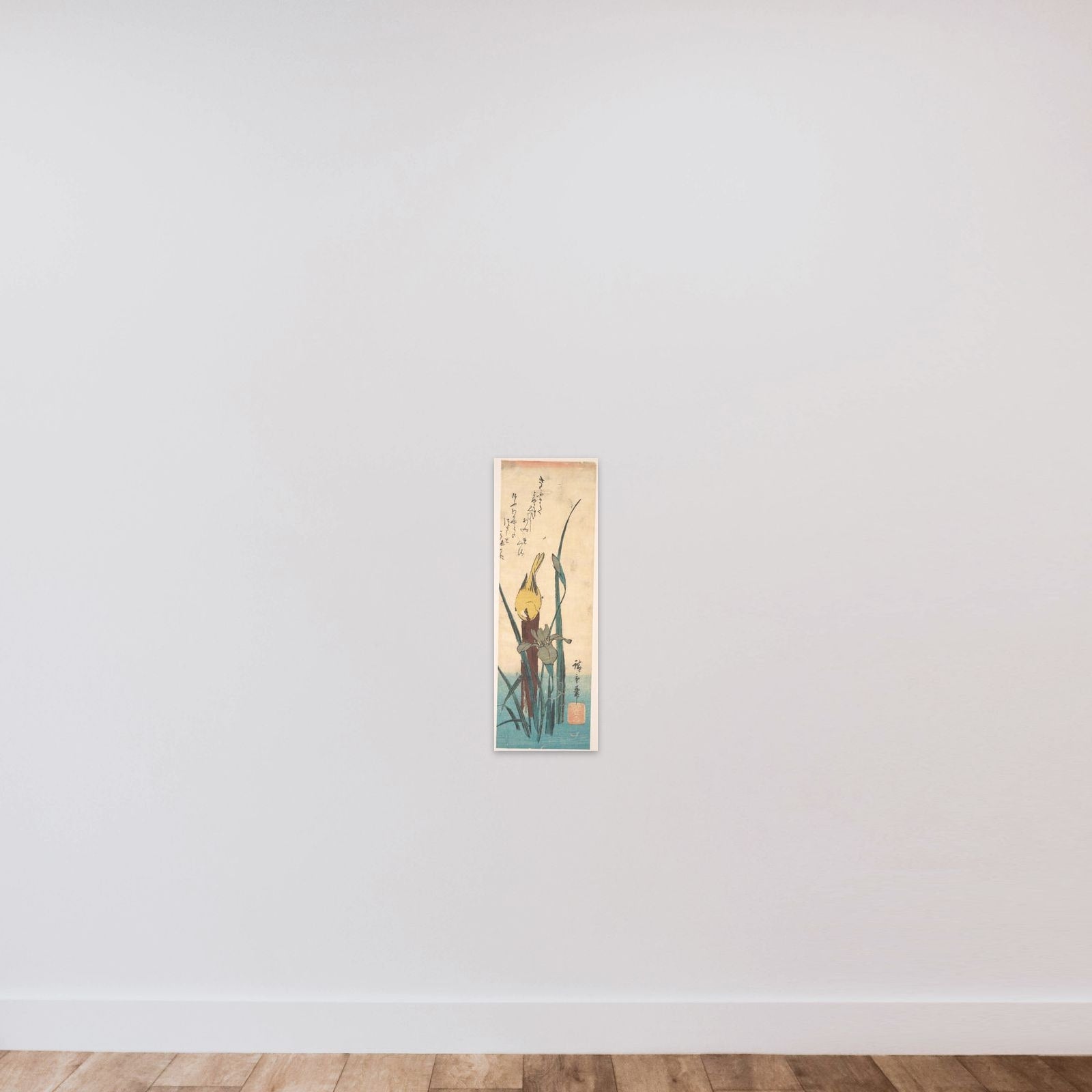 Bird and Iris unframed — shown to scale