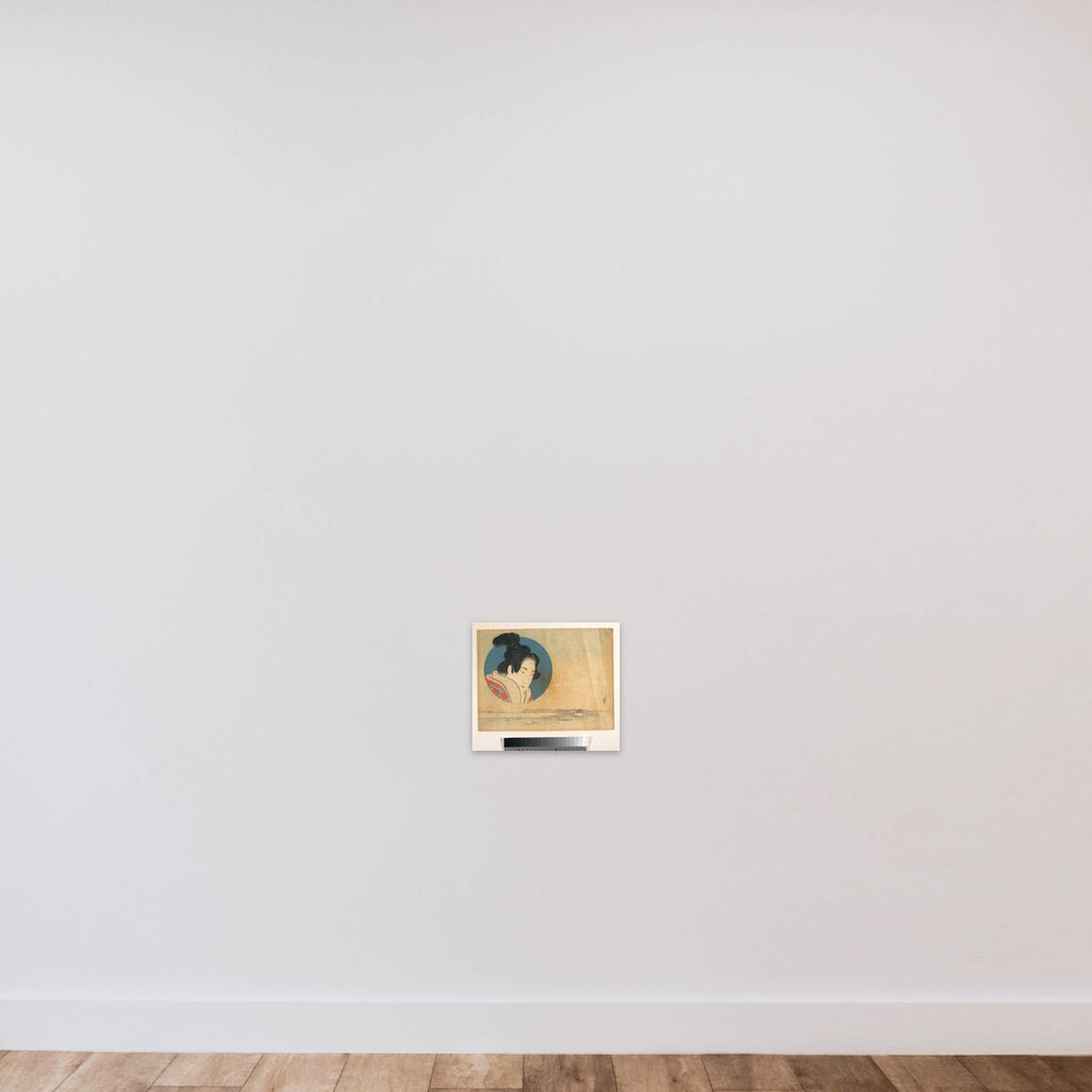 Portrait of a Woman in Large Circle with Landscape Below unframed — shown to scale